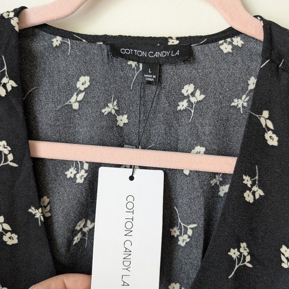 Cotton Candy LA Tie Front Floral Print Mini Dress Size Large NEW - Picture 9 of 9